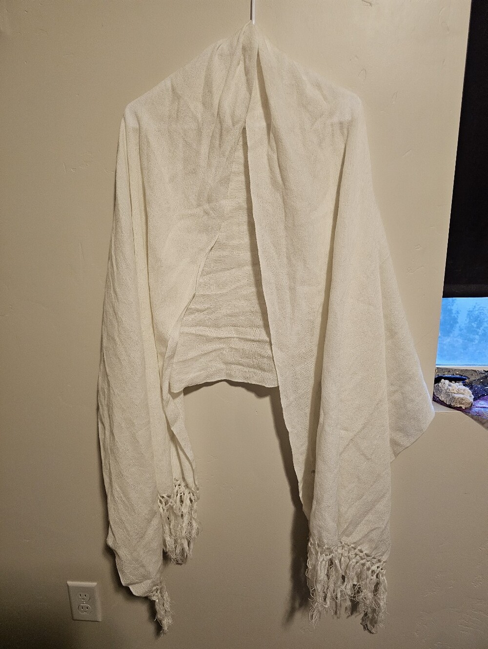 White Fringe Lightweight Shawl